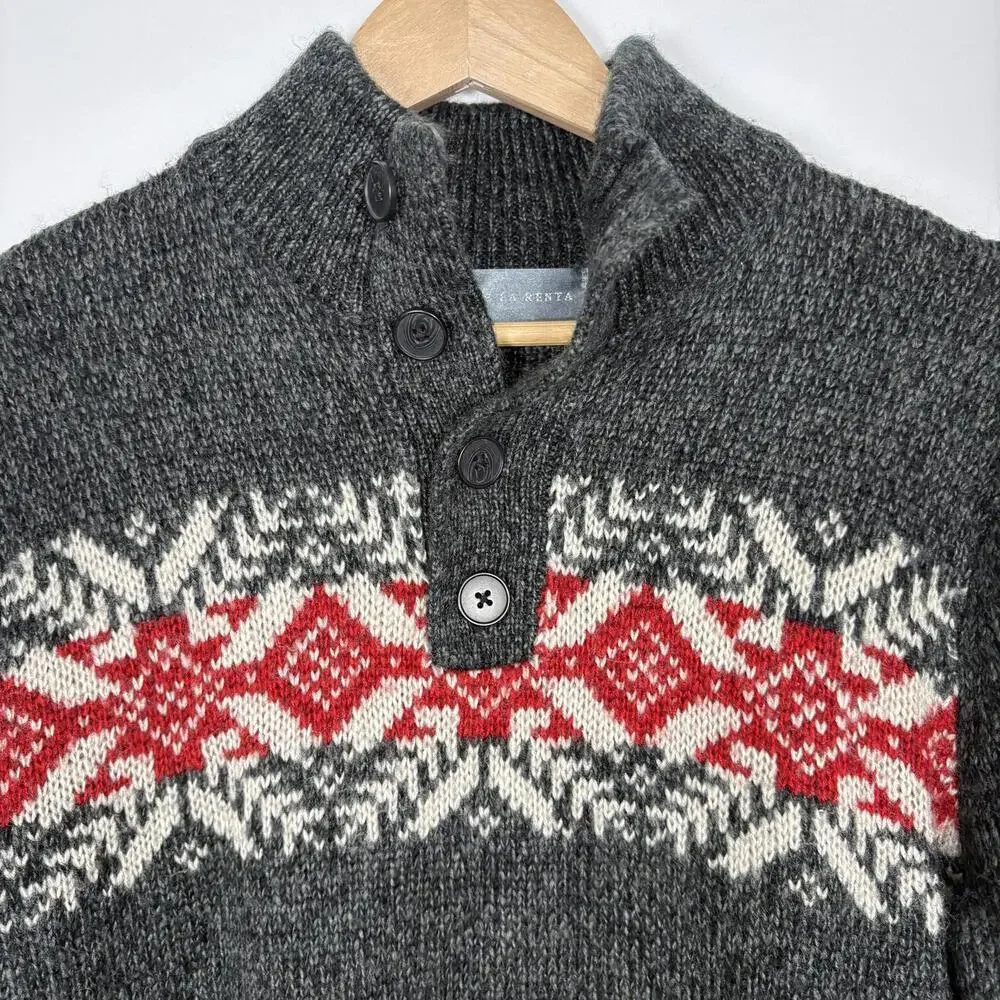 Oscar De La Renta Pullover Fairisle Knit Sweater Size: Small